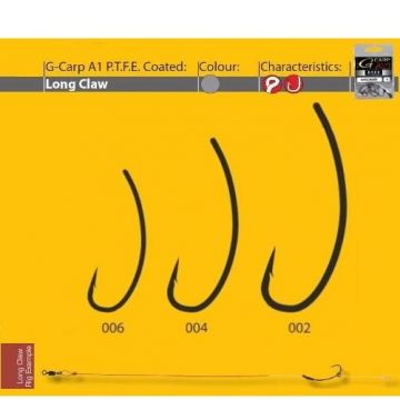 Carlige A1 G-CARP Long Claw PTFE 10buc/ plic Gamakatsu (Marime Carlige: Nr. 4)