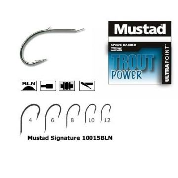 Carlig nichel negru,forjat,1 spin, 10 buc. plic MUSTAD (Marime Carlige: Nr. 6)