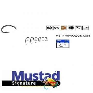 Carlige pentru musca bronz curbate, forjate Mustad (Marime Carlige: Nr. 14)