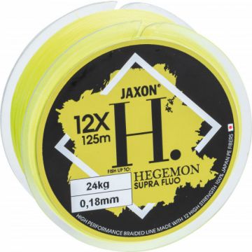 Fir Textil Jaxon Hegemon Supra 12 X, galben fluo, 125m (Diametru fir: 0.06 mm)