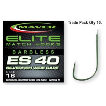 Carlige Maver Elite ES40 Silverfish Wide Gape, 10bc (Marime Carlige: Nr. 22)