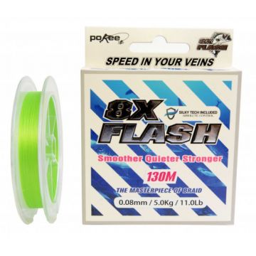 Fir textil Pokee 8X Flash Smart PE, Lime Green, 130m (Diametru fir: 0.16 mm)