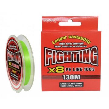 Fir textil Pokee Fighting Braid X8 PE, Lime Green, 130m (Diametru fir: 0.08 mm)