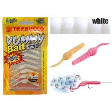 Twister Trabucco Yummy Bait Tail Dancer, alb, 3cm, 8 buc Twister Trabucco Yummy Bait Tail Dancer, alb, 3cm, 8 buc