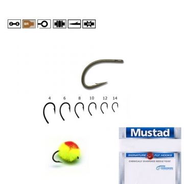 Carlig BR.forjat EGG CADDIS pentru musca Mustad (Marime: 10)