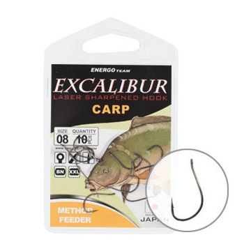 Carlige Excalibur Carp Method Feeder, 10buc (Marime Carlige: Nr. 12)