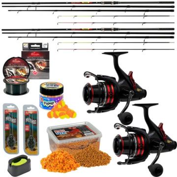 Set dublu Benzar Classic Method Feeder, Lanseta + Mulineta + Nada + Fir + Montura + Matrita