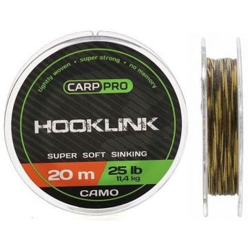 Fir Textil Carp Pro Hooklink Super Soft Sinking, camuflaj, 20m (Rezistenta fir: 15 lbs)