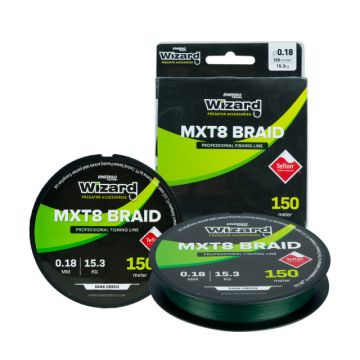 Fir textil Wizard MTX8 Braid Dark Green, 150m (Diametru fir: 0.10 mm)