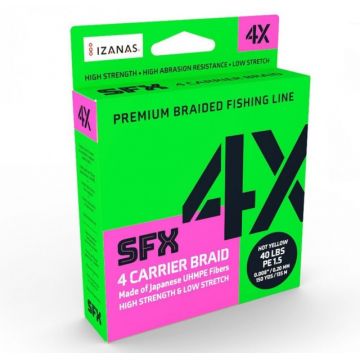Fir textil Sufix SFX 4 Carrier Braid, Hot Yellow, 135m (Diametru fir: 0.18 mm)