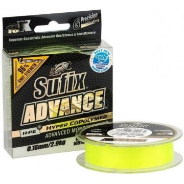 Fir Monofilament Sufix Advance HMPE Hyper CoPolymer, Hi Vis Yellow, 150m (Diametru fir: 0.16 mm)