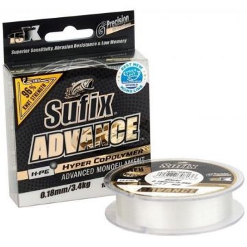 Fir Sufix Advance HMPE Hyper CoPolymer, transparent, 150m (Diametru fir: 0.16 mm)