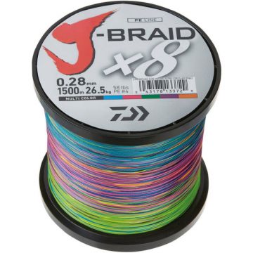 Fir Daiwa J-Braid X8 Multicolor, 1500m (Diametru fir: 0.28 mm)