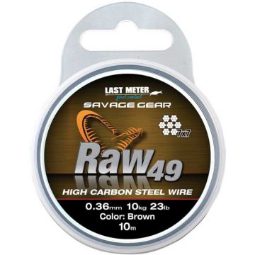 Fir struna Savage Gear RAW 49, maro, 10m (Diametru fir: 0.36 mm)