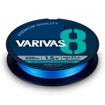 Fir textil Varivas PE 8 Blue Edition, Fluo Ocean Blue, 150m (Diametru fir: 0.12 mm)