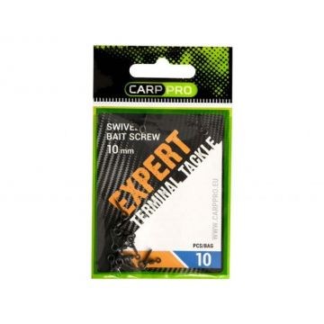 Surub pentru Momeala Carp Pro cu Vartej, 10buc/plic (Marime: 10 mm)