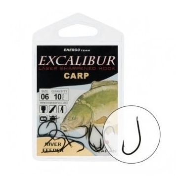 Carlige Excalibur River Feeder Black diverse marimi (Marime Carlige: Nr. 12)