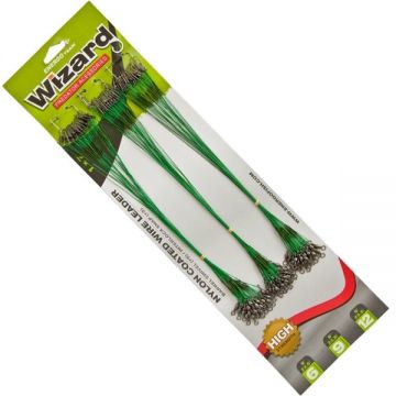 Strune Wizard Nylon Coated Wire Leader, 22.5cm, 72buc/blister Verde