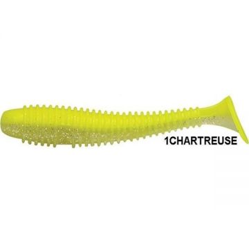 Shad Ribbed Swing Chartreuse Ghost 9.5cm, 7buc/plic Rapture