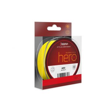 Fir Textil Delphin HERO 4, Galben Fluo, 300m (Diametru fir: 0.20 mm)