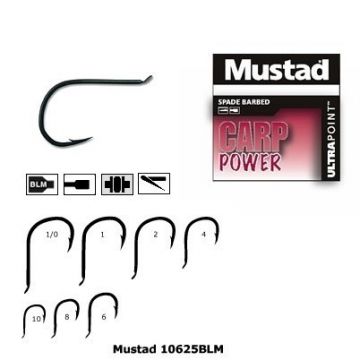 Carlig negru, forjat, revers, rotund 10 buc/ plic (M.10625BLM) Mustad (Marime Carlige: Nr. 8)