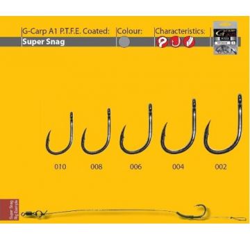 Carlige A1 G-CARP Snag PTFE 10buc/ plic Gamakatsu (Marime Carlige: Nr. 4) Carlige A1 G-CARP Snag PTFE 10buc/ plic Gamakatsu (Marime Carlige: Nr. 4)