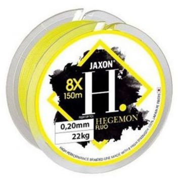 Fir textil Jaxon Hegemon 8X galben fluo, 150m (Diametru fir: 0.22 mm)