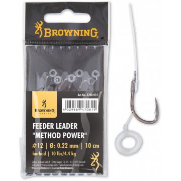 Carlige Legate Browning Barbless No.10 10cm 0.22mm Pellet Band Feeder Leader Method