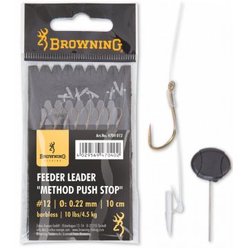 Carlige Legate Browning Barbless No.18 10cm 0.22mm Feeder Leader Method Push Stop
