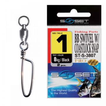 Agrafa Vartej Rulment Sunset ST-S-3807 No.1 8kg BB Swivel Coastlock Snap