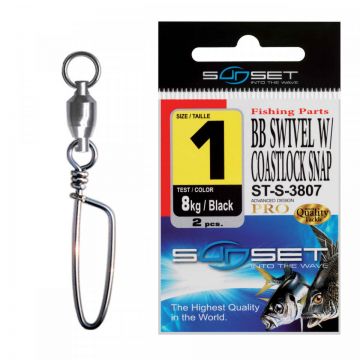 Agrafa Vartej Rulment Sunset ST-S-3807 No.2 22kg BB Swivel Coastlock Snap