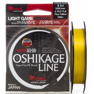 Fir textil Momoi Oshikage, Fluo Yellow, 100m (Diametru fir: 0.09 mm)