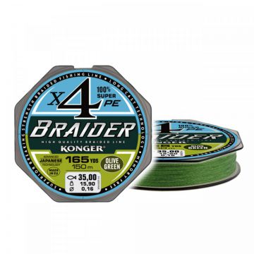 Fir Textil Konger Braider X4 0.04mm 3.45kg 150m Olive Green