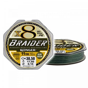 Fir Textil Konger Rigging Line Braider X8 0.06mm 4.90kg 10m Olive Green
