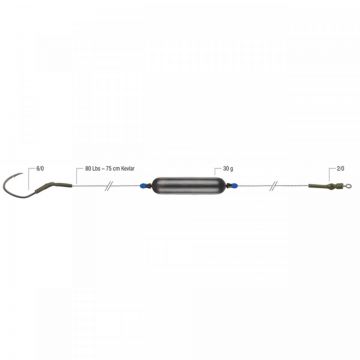 Rig Somn 80cm 36.3kg Konger Dread Cat® 2 Carlige Hakami 6/0 1buc
