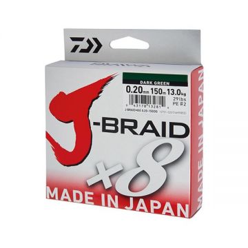 Fir textil J-BRAID X8 verde, 0.35mm/36kg/300m Daiwa