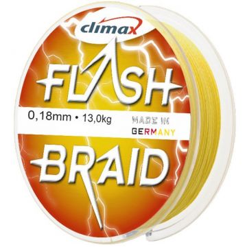 Fir textil Climax Flash Braid, galben fluo, 100m (Diametru fir: 0.25 mm)