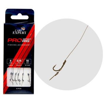 Carlige Legate Carp Expert Pro Method Feeder Hair Rig, spin 7mm, 6buc/plic (Marime Carlige: Nr. 8)