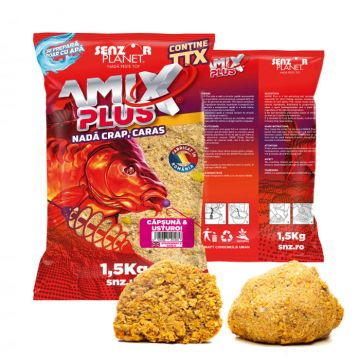 GROUNDBAIT SENZOR PLANET AMIX PLUS CAPSUNA SI USTUROI 1.5KG