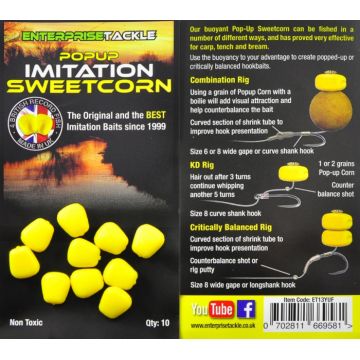 PORUMB ARTIFICIAL FLOTANT ENTERPRISE TACKLE POP-UP SWEETCORN GALBEN 10 BUC
