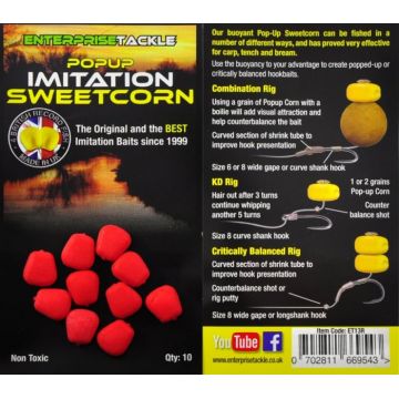 PORUMB ARTIFICIAL FLOTANT ENTERPRISE TACKLE POP-UP SWEETCORN ROSU 10 BUC
