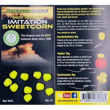 PORUMB ARTIFICIAL FLOTANT MIDI ENTERPRISE TACKLE GALBEN FLUO 10 BUC MIDI