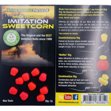 PORUMB ARTIFICIAL FLOTANT MIDI ENTERPRISE TACKLE ROSU FLUO 10 BUC MIDI
