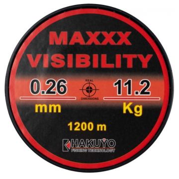 Fir monofilament hakuyo maxxx  visibility rosu fluo neon rola -1200M