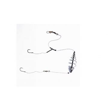 Montura pescuit caras si crap arc cu teu si fir textil textil 2 carlige legate