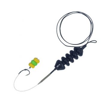 Montura pescuit crap Leadcore 45 libre  cu momitor pentru pasta de 80 grame carlig legat pe fir de par
