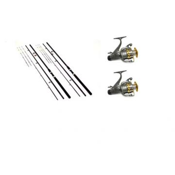 Set 2 lansete Accesorii pescuit > Nada si momeli   prokarpfishing putere aruncare 120-180g din 3 segmente si 2 mulinete kt6000 cu 10 rulmnti