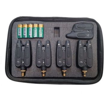 Set 4 Avertizori plus Statie cu penar pentru transport si baterii incluse