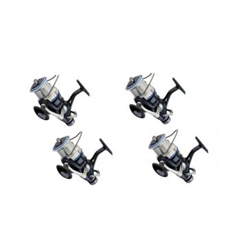 Set 4 mulinete, Diamant Alb, XZ9000, tambur long cast, baitrunner si 10 rulmenti