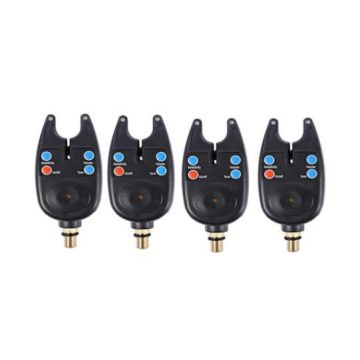 Set 4 senzori-avertizori pescutit, semnal sonor,negru cu baterii incluse